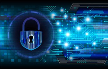 Kilit ve vektör illüstrasyonlu siber güvenlik kavramı