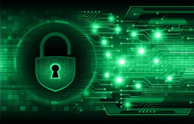 Kilit ve vektör illüstrasyonlu siber güvenlik kavramı