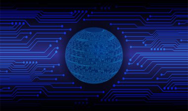 Devre kartı ve ikili kodlu soyut geleceksel arkaplan.