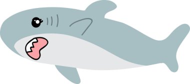 beyaz arka planda izole edilmiş şirin köpekbalığı çizimi