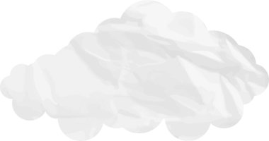 Buruşmuş kağıt desenli çizgi film bulutu beyaza izole edilmiş.