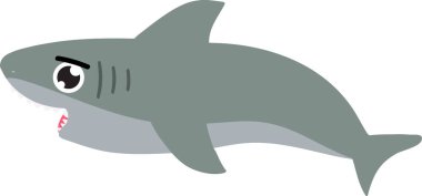 karikatür köpekbalığı çizimi beyaz arkaplanda izole