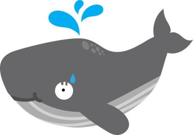 Beyaz arkaplanda balina çizimi.