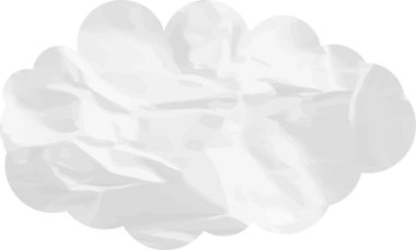 Beyaz arkaplanda bulut şeklinde buruşmuş kağıt