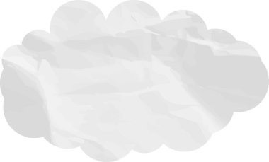 Beyaz arkaplanda bulut şeklinde buruşmuş kağıt