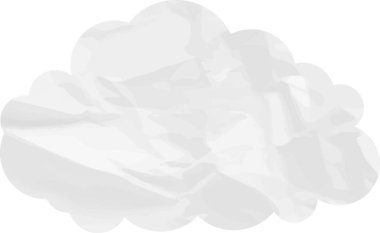 Beyaz arkaplanda bulut şeklinde buruşmuş kağıt