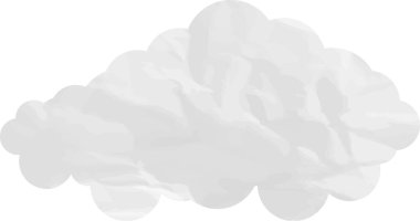 Buruşmuş kağıt desenli çizgi film bulutu beyaza izole edilmiş.