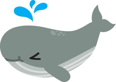 beyaz arka planda mavi balinası olan şirin bir çizgi film..