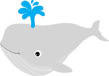 Beyaz arkaplanda balina çizimi.