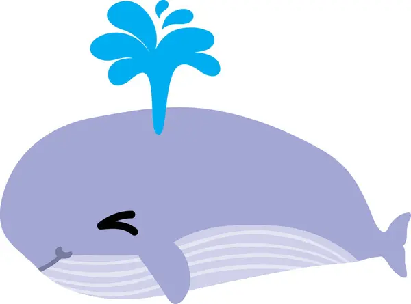 Zbliżyć Się Kreskówka Wieloryb Wieje Wylewa Się Białym Tle — Zdjęcie stockowe