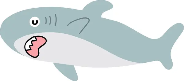 cartoon cute shark illustration isolated on white background