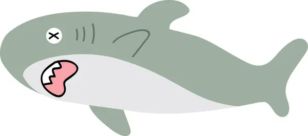 白い背景に隔離された漫画のサメのイラスト — ストック写真