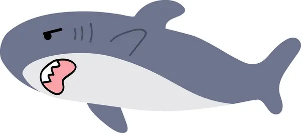 funny cartoon shark illustration isolated on white background