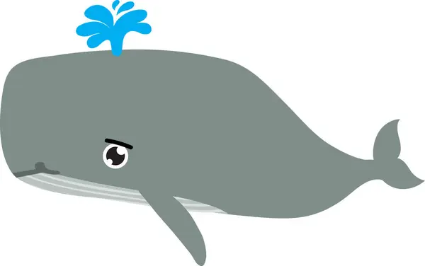 Cute Cartoon Whale Blows Spout Out White Background Royalty Free Stock Images
