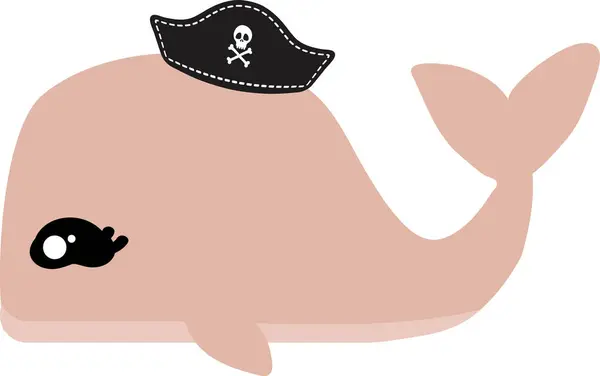 Zblízka Roztomilá Velryba Pirátské Čepici Stock Obrázky