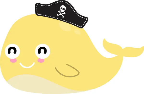 Cute Funny Cartoon Whale Pirates Hat White Background Royalty Free Stock Photos