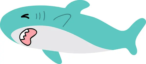 Legrační Kreslený Žralok Ilustrace Izolované Bílém Pozadí Royalty Free Stock Fotografie
