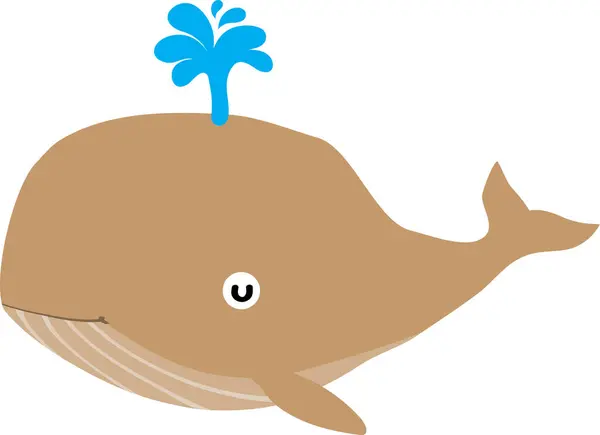 Close Cute Cartoon Whale Blows Spout Out White Background Royalty Free Stock Photos