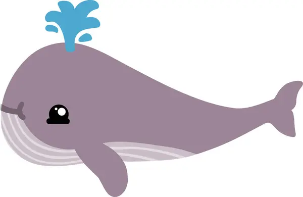 Close Cute Cartoon Whale Blows Spout Out White Background Stock Photo