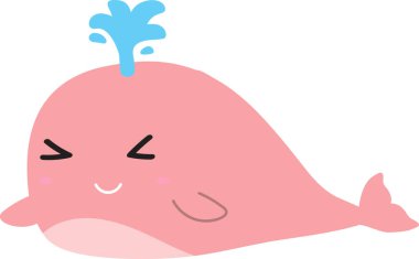 beyaz arka planda mavi balinası olan şirin bir çizgi film..