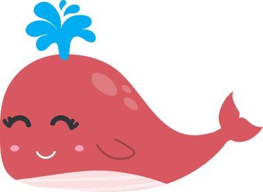 beyaz arka planda mavi balinası olan şirin bir çizgi film..