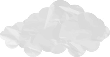 Beyaz arkaplanda bulut şeklinde buruşmuş kağıt