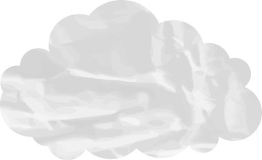 Beyaz arkaplanda bulut şeklinde buruşmuş kağıt