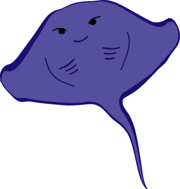 Şirin vatoz karikatür, balık deniz hayvanı.