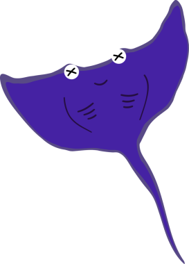 Şirin vatoz karikatür, balık deniz hayvanı.