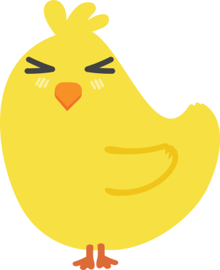 Çizgi film tarzında şirin sarı kuş.