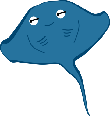 Şirin vatoz karikatür, balık deniz hayvanı.