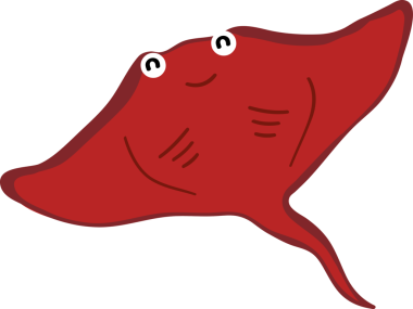 Şirin vatoz karikatür, balık deniz hayvanı.