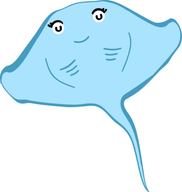 Şirin vatoz karikatür, balık deniz hayvanı.