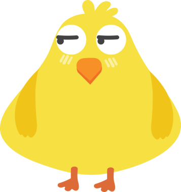 Çizgi film tarzında şirin sarı kuş.