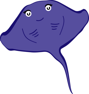 Şirin vatoz karikatür, balık deniz hayvanı.