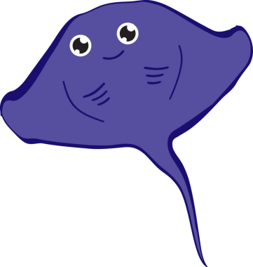 Şirin vatoz karikatür, balık deniz hayvanı.