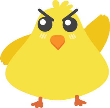 Çizgi film tarzında şirin sarı kuş.