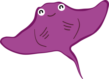 Şirin vatoz karikatür, balık deniz hayvanı.