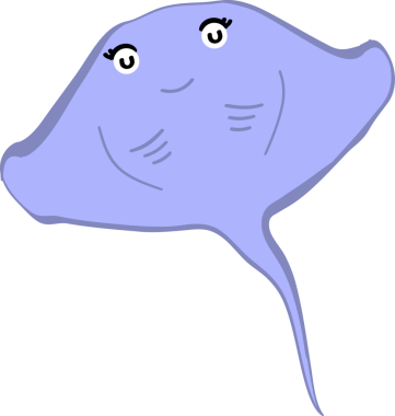 Şirin vatoz karikatür, balık deniz hayvanı.