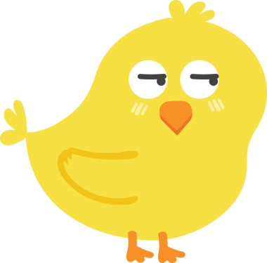 Çizgi film tarzında şirin sarı kuş.