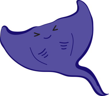 Şirin vatoz karikatür, balık deniz hayvanı.