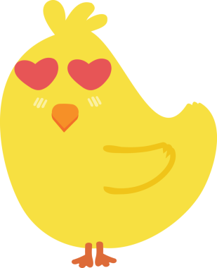 Çizgi film tarzında şirin sarı kuş.