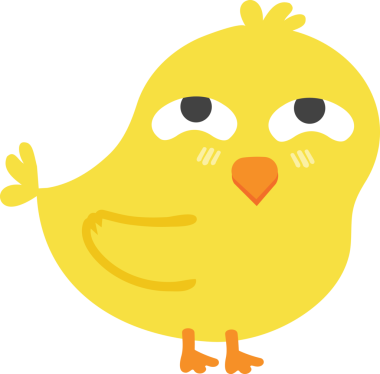 Çizgi film tarzında şirin sarı kuş.