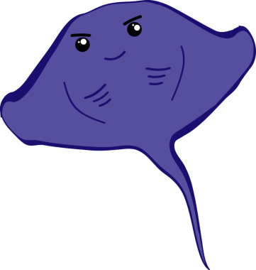 Şirin vatoz karikatür, balık deniz hayvanı.