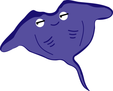 Şirin vatoz karikatür, balık deniz hayvanı.