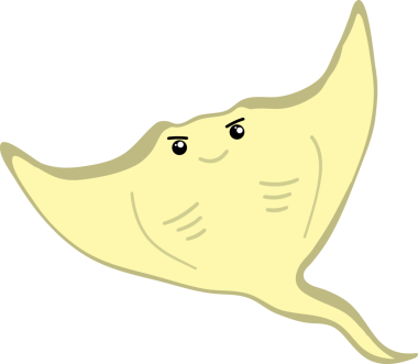 cute stingray cartoon, fish sea animal.