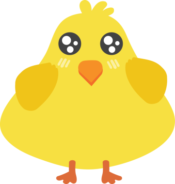 Çizgi film tarzında şirin sarı kuş.