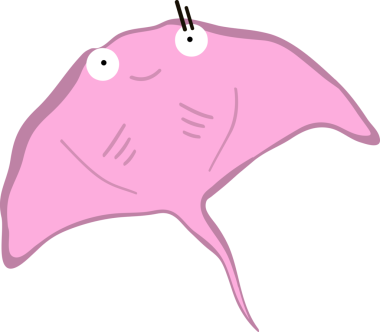 Şirin vatoz karikatür, balık deniz hayvanı.