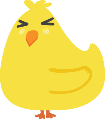 Çizgi film tarzında şirin sarı kuş.