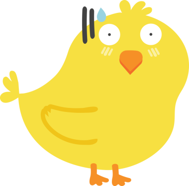 Çizgi film tarzında şirin sarı kuş.